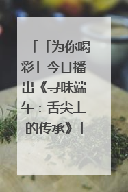 「为你喝彩」今日播出《寻味端午：舌尖上的传承》
