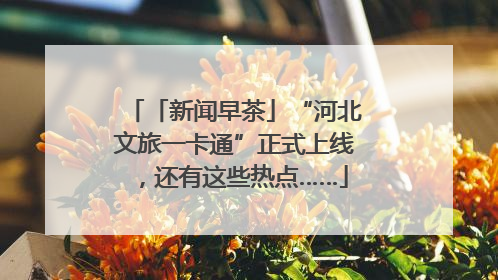 「新闻早茶」“河北文旅一卡通”正式上线，还有这些热点……