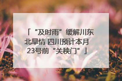 “及时雨”缓解川东北旱情 四川预计本月23号前“关秧门”