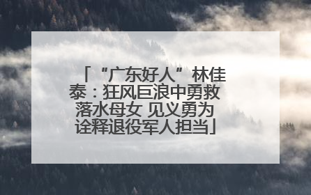 “广东好人”林佳泰：狂风巨浪中勇救落水母女 见义勇为诠释退役军人担当