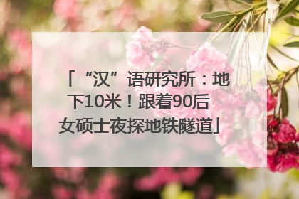 “汉”语研究所：地下10米！跟着90后女硕士夜探地铁隧道