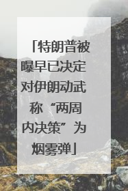 特朗普被曝早已决定对伊朗动武 称“两周内决策”为烟雾弹