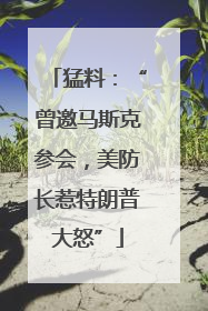 猛料：“曾邀马斯克参会，美防长惹特朗普大怒”