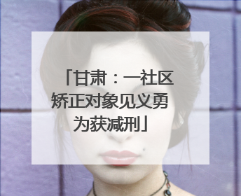 甘肃：一社区矫正对象见义勇为获减刑