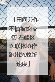 田间劳作不慎被蛇咬伤 石峰区医联体协作跑出急救新速度