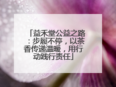 益禾堂公益之路：步履不停，以茶香传递温暖，用行动践行责任