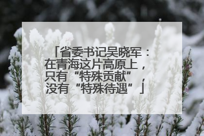 省委书记吴晓军：在青海这片高原上，只有“特殊贡献”，没有“特殊待遇”