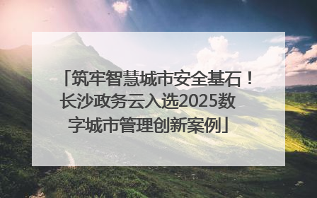筑牢智慧城市安全基石！长沙政务云入选2025数字城市管理创新案例