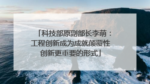 科技部原副部长李萌：工程创新成为成就颠覆性创新更重要的形式