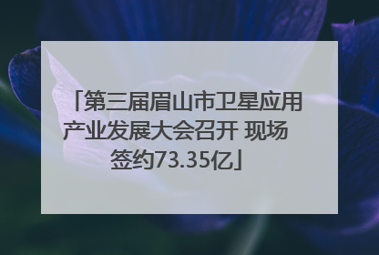 第三届眉山市卫星应用产业发展大会召开 现场签约73.35亿