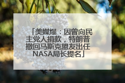 美媒爆：因曾向民主党人捐款，特朗普撤回马斯克盟友出任NASA局长提名
