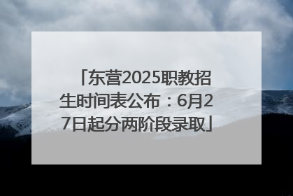 东营2025职教招生时间表公布：6月27日起分两阶段录取