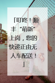 叮咚！顺丰“萌新”上岗，您的快递正由无人车配送！