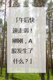 午后快速走弱！刚刚，A股发生了什么？