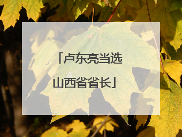 卢东亮当选山西省省长