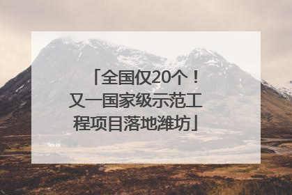 全国仅20个！又一国家级示范工程项目落地潍坊