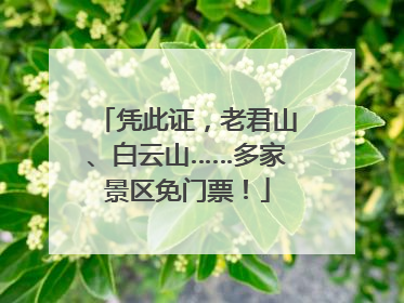 凭此证，老君山、白云山……多家景区免门票！