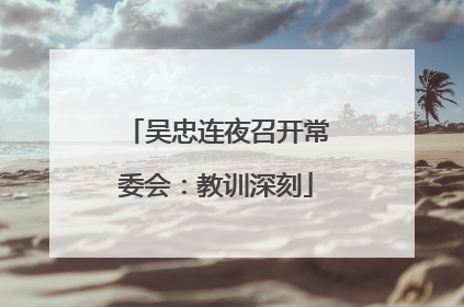 吴忠连夜召开常委会：教训深刻