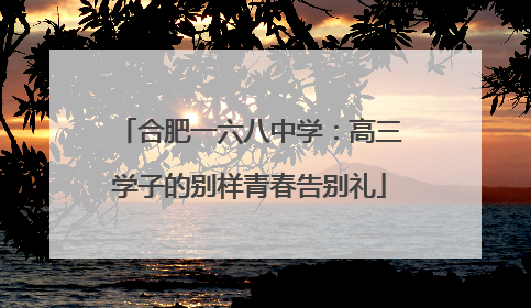 合肥一六八中学：高三学子的别样青春告别礼