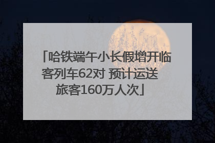 哈铁端午小长假增开临客列车62对 预计运送旅客160万人次