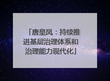 唐皇凤：持续推进基层治理体系和治理能力现代化