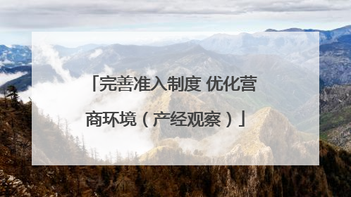 完善准入制度 优化营商环境（产经观察）