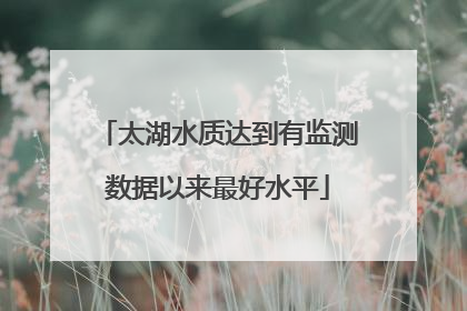 太湖水质达到有监测数据以来最好水平