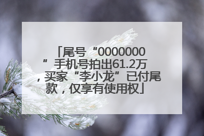 尾号“0000000”手机号拍出61.2万，买家“李小龙”已付尾款，仅享有使用权