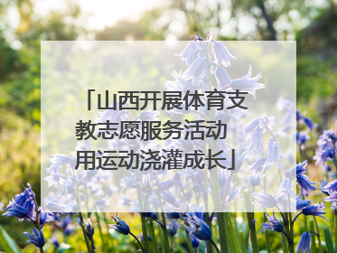 山西开展体育支教志愿服务活动 用运动浇灌成长