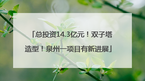 总投资14.3亿元！双子塔造型！泉州一项目有新进展