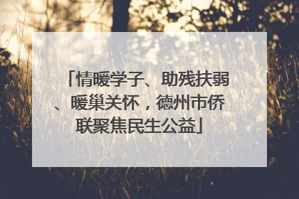 情暖学子、助残扶弱、暖巢关怀，德州市侨联聚焦民生公益