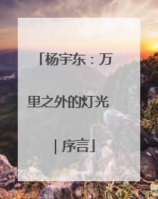 杨宇东：万里之外的灯光｜序言