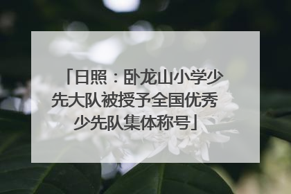 日照：卧龙山小学少先大队被授予全国优秀少先队集体称号