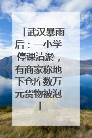 武汉暴雨后：一小学停课清淤，有商家称地下仓库数万元货物被泡