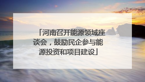 河南召开能源领域座谈会，鼓励民企参与能源投资和项目建设