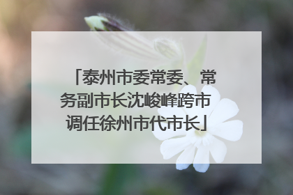 泰州市委常委、常务副市长沈峻峰跨市调任徐州市代市长