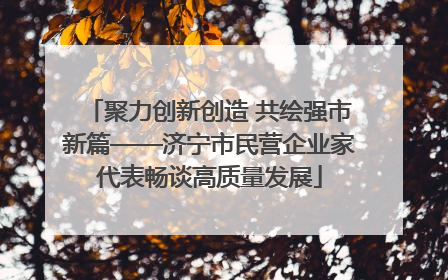 聚力创新创造 共绘强市新篇——济宁市民营企业家代表畅谈高质量发展
