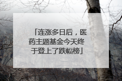 连涨多日后，医药主题基金今天终于登上了跌幅榜