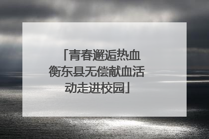 青春邂逅热血 衡东县无偿献血活动走进校园
