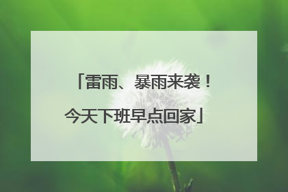 雷雨、暴雨来袭！今天下班早点回家