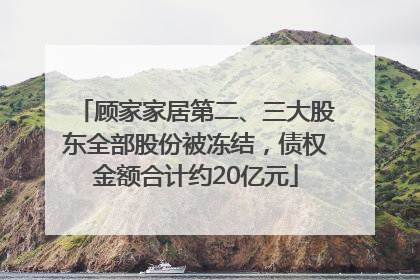 顾家家居第二、三大股东全部股份被冻结，债权金额合计约20亿元