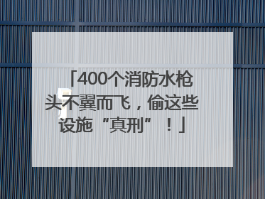 400个消防水枪头不翼而飞，偷这些设施“真刑”！