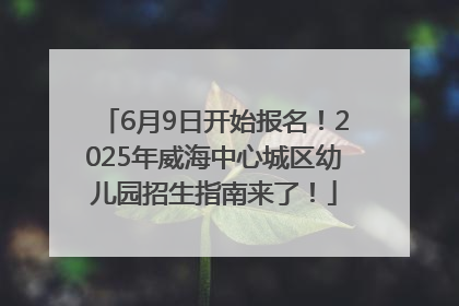 6月9日开始报名！2025年威海中心城区幼儿园招生指南来了！