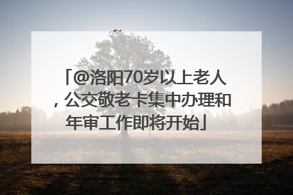 @洛阳70岁以上老人，公交敬老卡集中办理和年审工作即将开始